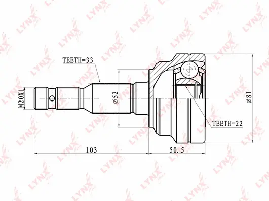 Jeu de joints, arbre de transmission LYNXAUTO CO-5906
