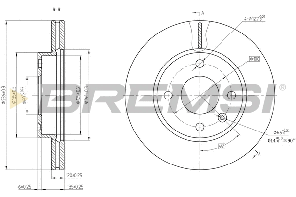 Disque de frein BREMSI CD8688V