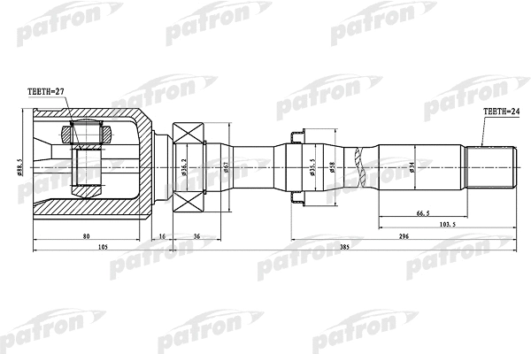 Jeu de joints, arbre de transmission PATRON PCV1459