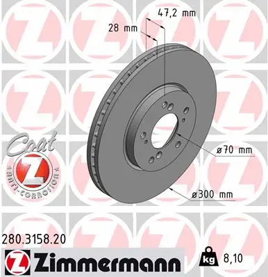 Disque de frein ZIMMERMANN 280.3158.20