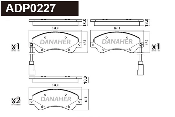 Kit de plaquettes de frein, frein à disque DANAHER ADP0227