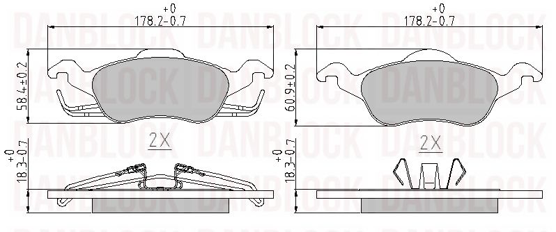 Kit de plaquettes de frein, frein à disque DANBLOCK DB 510345