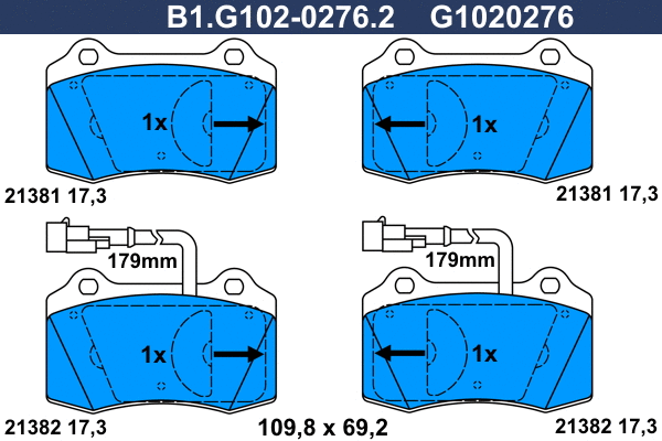 Kit de plaquettes de frein, frein à disque GALFER B1.G102-0276.2