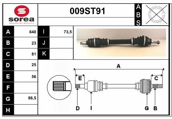Arbre de transmission STARTCAR 009ST91