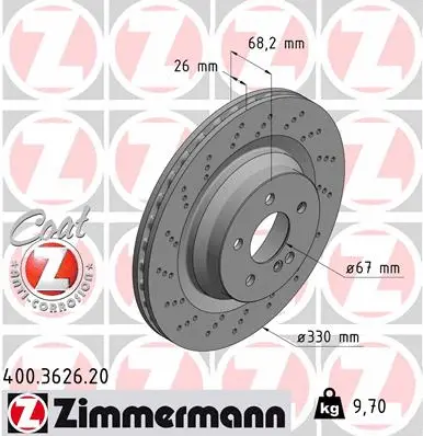 Disque de frein ZIMMERMANN 400.3626.20