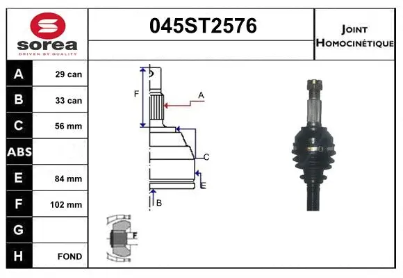 Jeu de joints, arbre de transmission STARTCAR 045ST2576