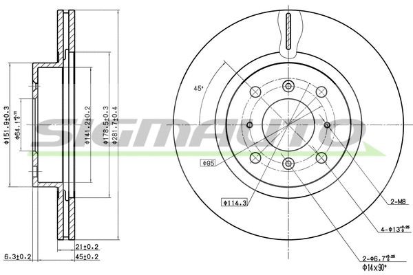 Disque de frein SIGMAUTO DBA453V