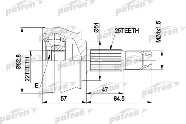 Jeu de joints, arbre de transmission PATRON PCV1306