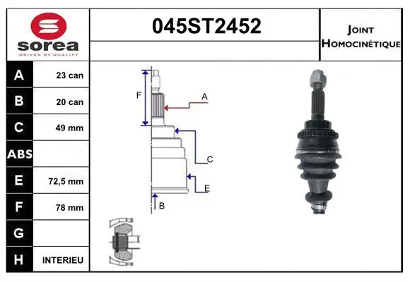 Jeu de joints, arbre de transmission STARTCAR 045ST2452