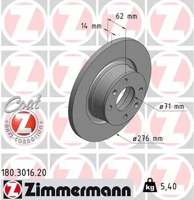 Disque de frein ZIMMERMANN 180.3016.20