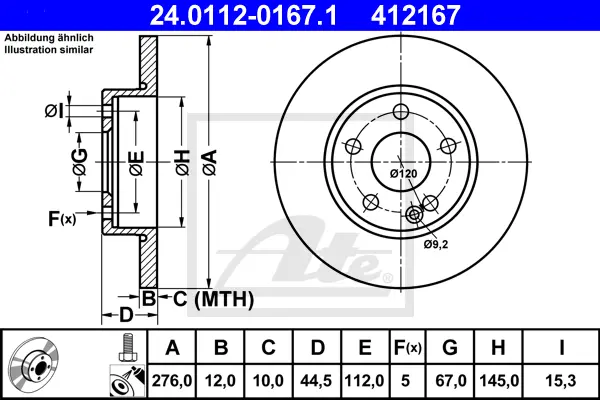 Disque de frein ATE-APAC 24.0112-0167.1