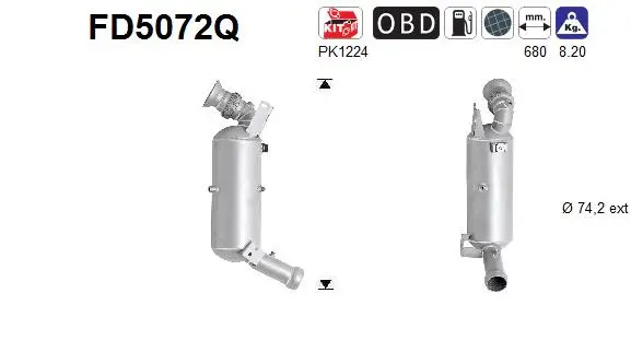 Filtre à particules / à suie, échappement AS FD5072Q