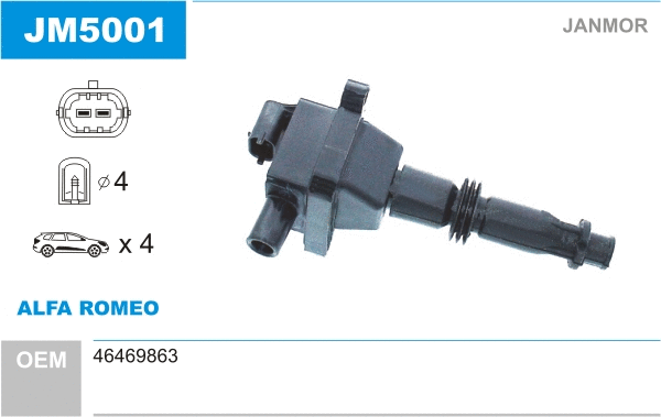Bobine d'allumage JANMOR JM5001