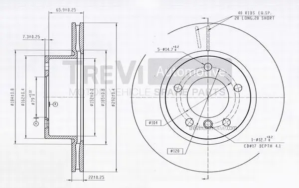 Disque de frein TREVI AUTOMOTIVE BD1201