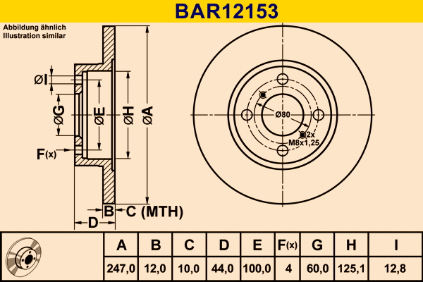 Disque de frein BARUM BAR12153