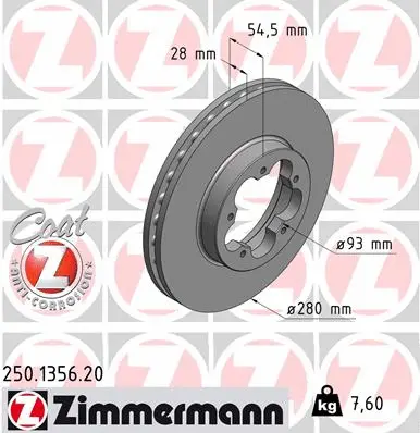 Disque de frein ZIMMERMANN 250.1356.20