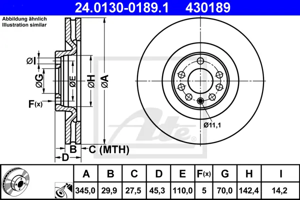 Disque de frein ATE-APAC 24.0130-0189.1