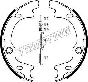Jeu de mâchoires de frein, frein de stationnement TRUSTING 046.221K