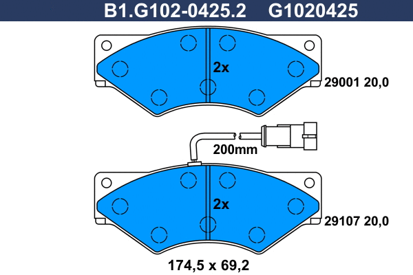 Kit de plaquettes de frein, frein à disque GALFER B1.G102-0425.2