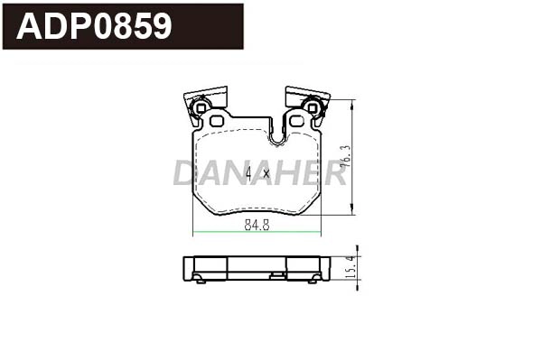 Kit de plaquettes de frein, frein à disque DANAHER ADP0859