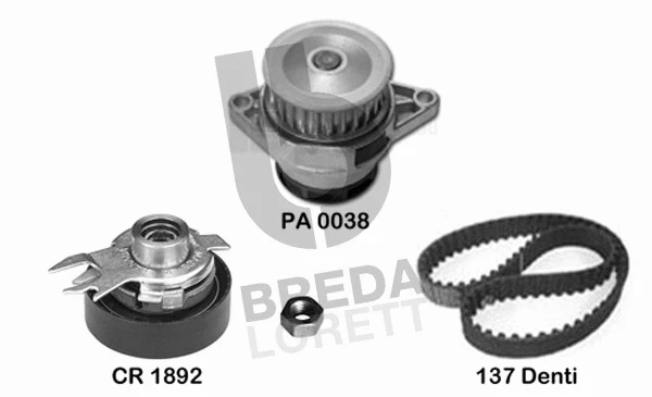 Pompe à eau + kit de courroie crantée BREDA LORETT KPA0644A