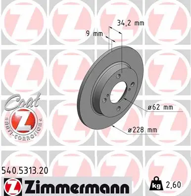Disque de frein ZIMMERMANN 540.5313.20