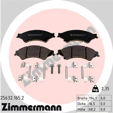 Kit de plaquettes de frein, frein à disque ZIMMERMANN 25632.165.2