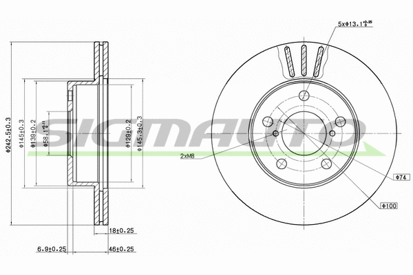 Disque de frein SIGMAUTO DBA876V