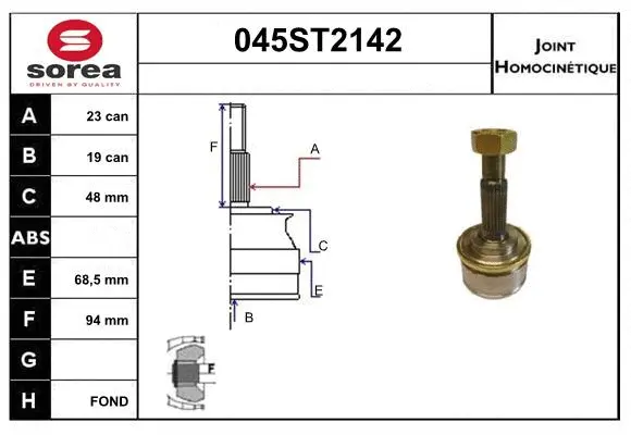 Jeu de joints, arbre de transmission STARTCAR 045ST2142
