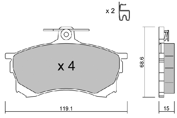 Kit de plaquettes de frein, frein à disque AISIN BPMI-1002