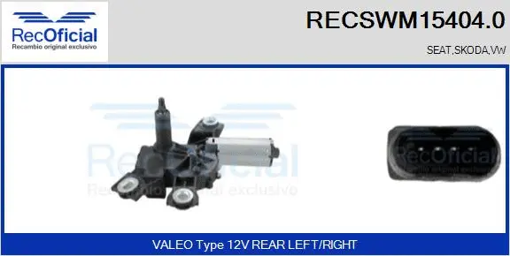 Moteur d'essuie-glace RECOFICIAL RECSWM15404.0