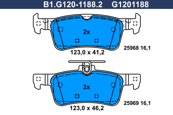 Kit de plaquettes de frein, frein à disque GALFER B1.G120-1188.2
