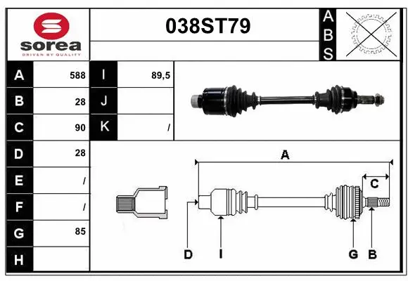 Arbre de transmission STARTCAR 038ST79