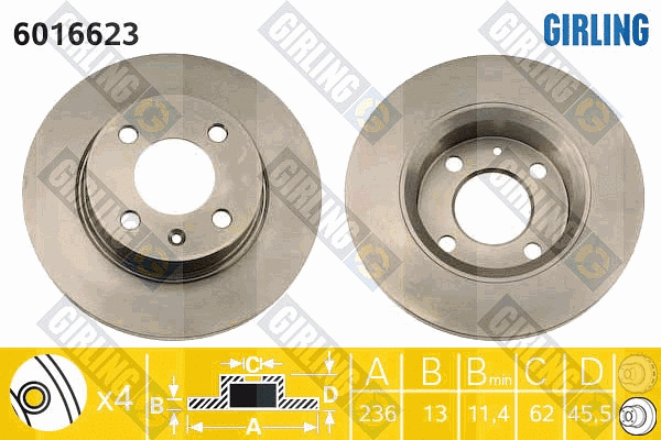 Disque de frein GIRLING 6016623