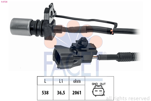 Capteur d'angle, vilebrequin FACET 9.0728