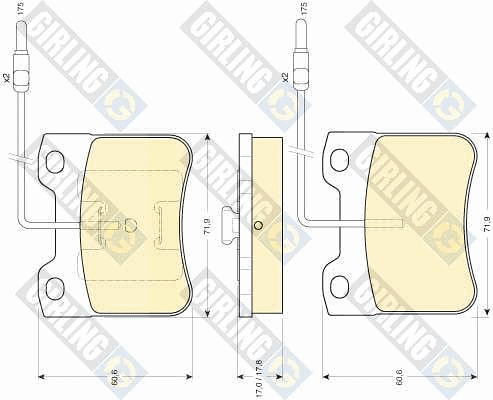 Kit de plaquettes de frein, frein à disque GIRLING 6107942