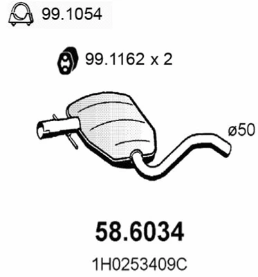 Silencieux central ASSO 58.6034