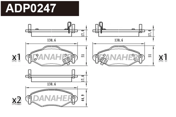 Kit de plaquettes de frein, frein à disque DANAHER ADP0247