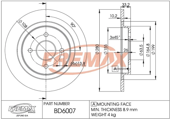 Disque de frein FREMAX BD-6007