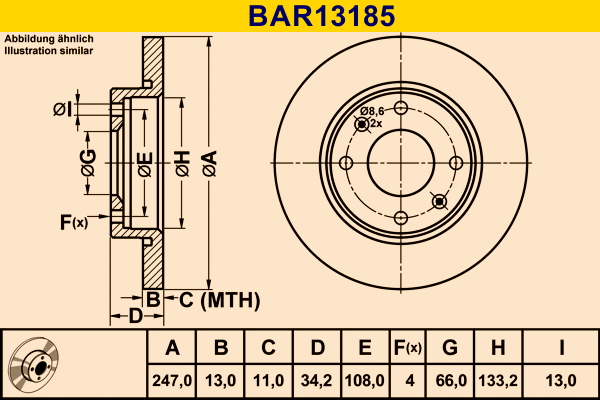 Disque de frein BARUM BAR13185