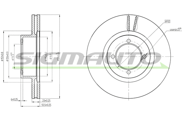 Disque de frein SIGMAUTO DBA305V