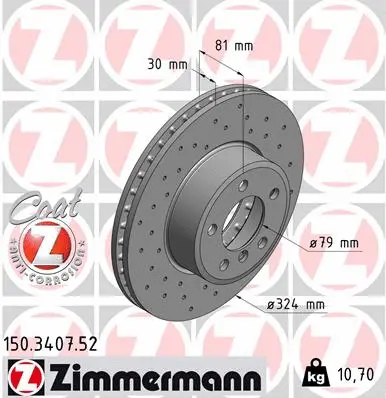 Disque de frein ZIMMERMANN 150.3407.52