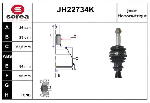 Jeu de joints, arbre de transmission SNRA JH22734K