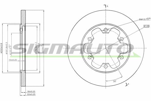 Disque de frein SIGMAUTO DBC485S