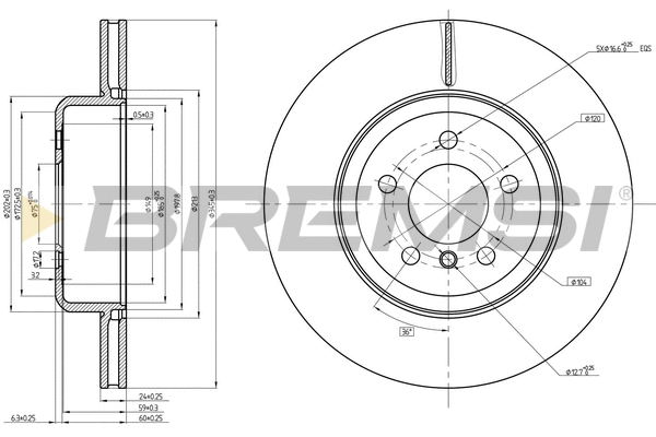 Disque de frein BREMSI CD8622V