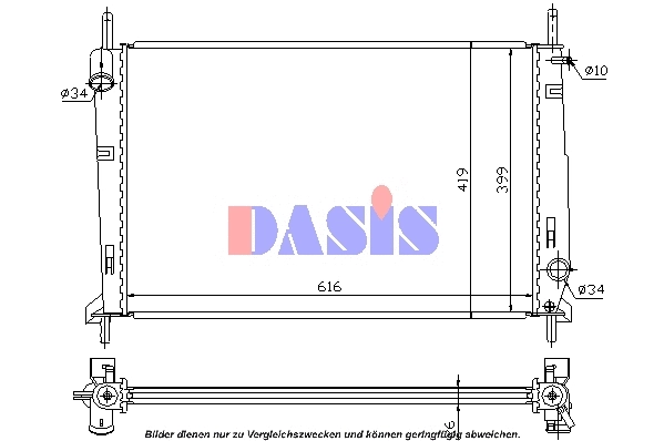 Radiateur, refroidissement du moteur AKS DASIS 091580N