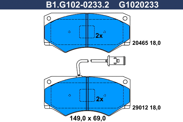 Kit de plaquettes de frein, frein à disque GALFER B1.G102-0233.2
