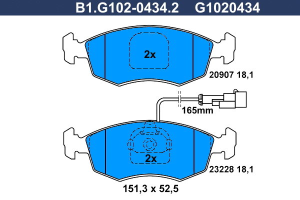 Kit de plaquettes de frein, frein à disque GALFER B1.G102-0434.2