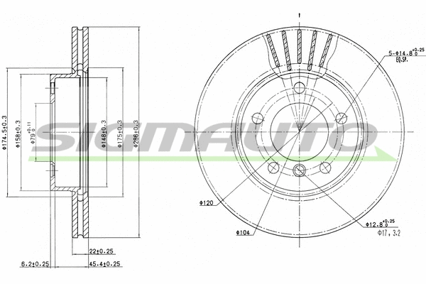 Disque de frein SIGMAUTO DBA258V