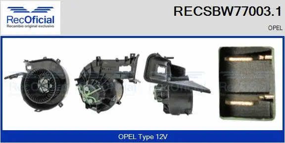 Pulseur d'air habitacle RECOFICIAL RECSBW77003.1